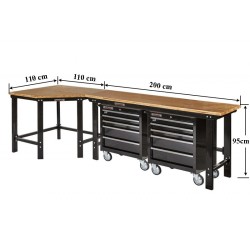 Werkbank met gereedschapswagen zwart online kopen. Webshop Powerplustools.nl