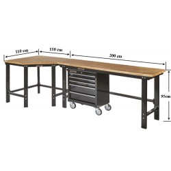 Werkbank met gereedschapswagen zwart online kopen. Webshop Powerplustools.nl