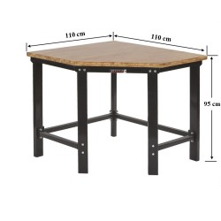 Werkbank hoekstuk - hoekopstelling  - Hoek werkbank zwart met hardhouten blad