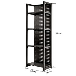 Magazijnstelling grijs antraciet - 68 x 46 x200 cm met gereedschapsbordprofiel