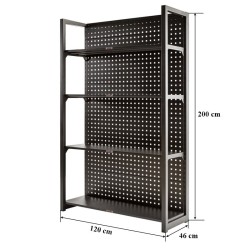 Magazijnstelling grijs antraciet - 120 x 46 x 200 cm met gereedschapsbordprofiel
