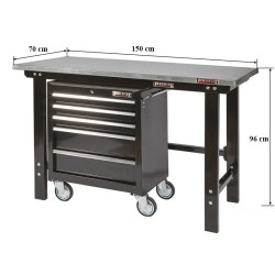Werkbank zwart 150 cm online kopen. Webshop Powerplustools.nl