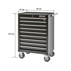 Gereedschapswagen zwart met 6 gevulde laden - foam mat