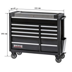 Gereedschapswagen zwart 11 laden 110 x 48 x 101 cm