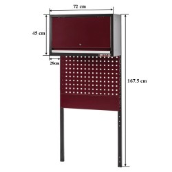 Frame met onderpaneel, gereedschapsbord en bovenkast rood voor Heavy Duty werkbankserie
