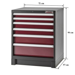 Werkplaatskast rood met 6 laden 72 x 57 x 90 cm