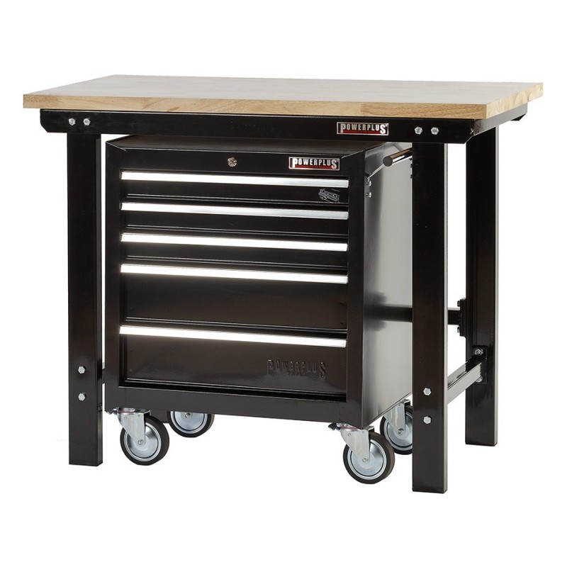 Werkbank met gereedschapswagen zwart online kopen. Webshop Powerplustools.nl