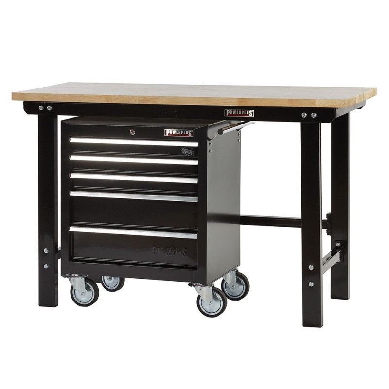 Werkbank met gereedschapswagen zwart online kopen. Webshop Powerplustools.nl