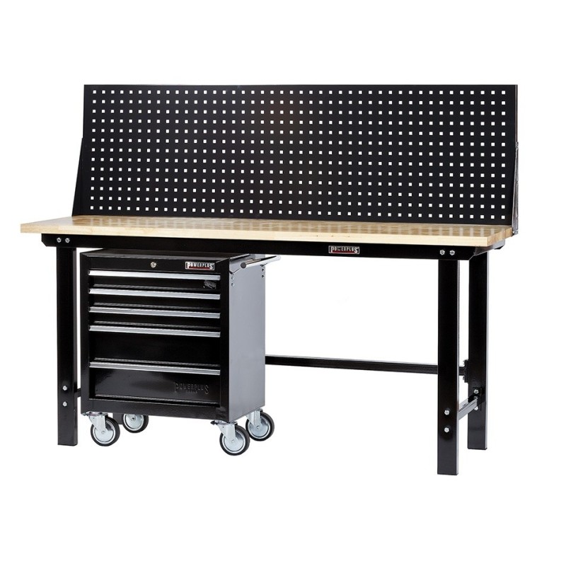 Werkbank met gereedschapswagen zwart online kopen. Webshop Powerplustools.nl