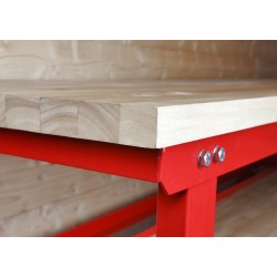 Werkbank rood 150 cm met hardhouten blad