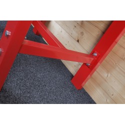 Werkbank 150 cm met hardhouten blad en opzetrand