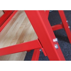 Werkbank rood 150 cm met hardhouten blad + gereedschapsbord