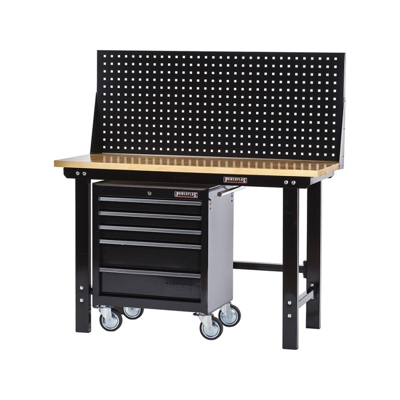 Werkbank met gereedschapswagen zwart online kopen. Webshop Powerplustools.nl