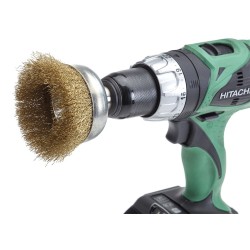 Komborstel 85 mm op 6 mm stift met gegolfde staaldraad / staalborstel / draadborstel / schuurborstel