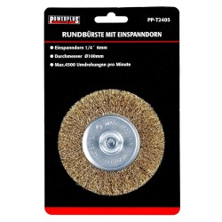 Staalborstel 100 mm op 6 mm stift met gegolfde staaldraad / draadborstel / schuurborstel