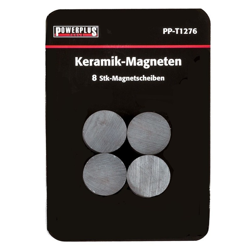 Set van 8 stuks schijfmagneten 17 mm / keramische Ferriet magneten