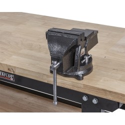 Professionele bankschroef 125 mm. draaibare uitvoering met aambeeld