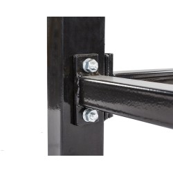 Werkbank hoekopstelling - Hoek werkbank 260 cm lang zwart met hardhouten blad