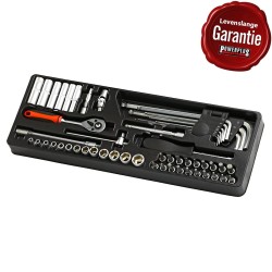 Ratel- en doppenset metrisch met inbussleutels 53 delen in module