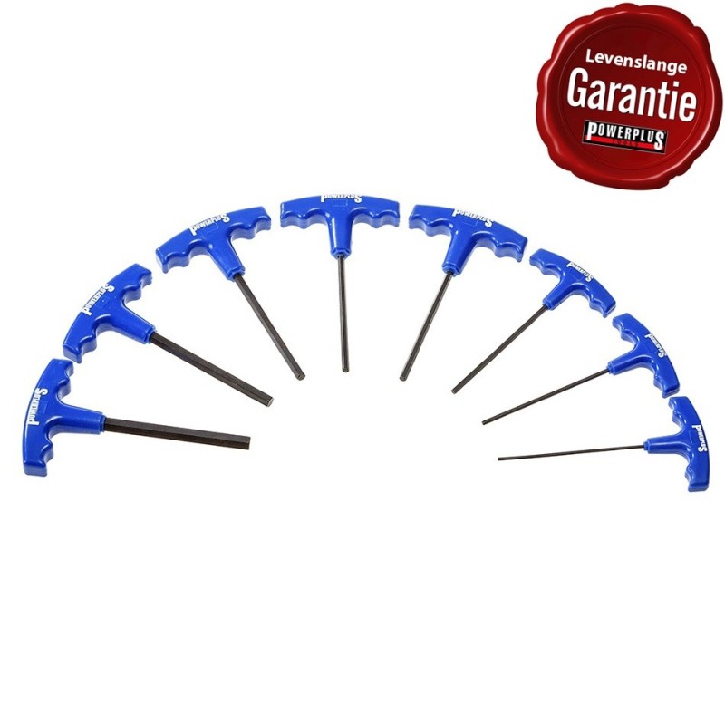 Inbussleutelset Engels 8 delen met T greep - Levenslange garantie