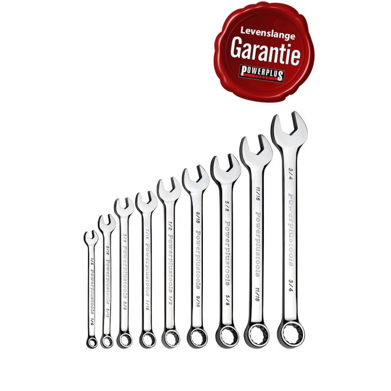 Engelse  Ring-steeksleutelset 9 delig met levenslange garantie