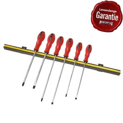 Magneetstrip met schroevendraaierset extra lang kruis- en platte kop 6 delig met levenslange garantie