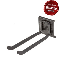 Dubbele wandhaak 20 x 6 cm. tuingereedschap ophangen - opbergen - opbergsysteem - ophangsysteem  aan de muur.