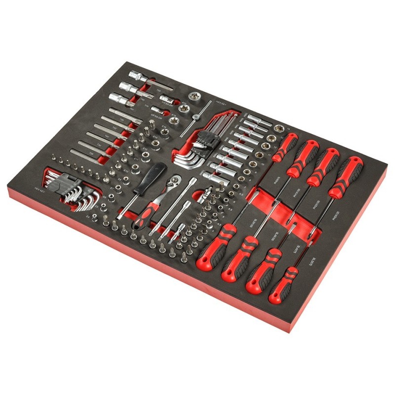 Schroevendraaier – doppen – inwendige torx – uitwendige torx dop set incl.  ratel 1/4 “ - 116 delen - soft mat.